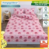 Ga trải giường bo chun bọc đệm chân dày 15-20cm,có đủ kích thước, mẫu mặt gấu hồng