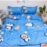 Ga Trải Giường Bo Chun Sẵn[1m2x2m,1m6x2m,1m8x2m]Vải cotton poly[mẫu doremon đàn]