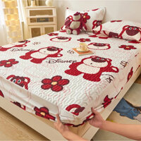 Ga trải giường chần bông hình gấu dâu tây hoạt hình 8 loại ga trải giường thoải mái thân thiện với làn da có thể lựa chọn ga gối giường đơn/siêu đơn/Queen/King/Super king Size