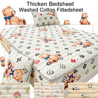 Ga Trải Giường Dày Họa Tiết Hoa Gấu Trúc Dễ Thương Kèm Vỏ Nệm Cao Su Ga Trải Giường 0.9m 1.5m 1.8m