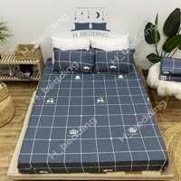 Ga trải giường poly cotton 1m2,1m6,1m8,Drap bọc nệm đẹp,được chọn mẫu - Kẻ ghi,1m2x1m9