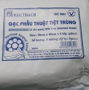Gạc phẫu thuật 30 x 40 cm (8 lớp) cản quang tiệt trùng