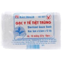Gạc tiệt trùng Bảo Thạch nhỏ 5x6.5cm x 12 lớp (10 miếng)