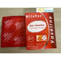 Gạc VASELINE Milovas - Dán bỏng, bảo vệ vết thưởng, giảm khô nứt da (Hộp 10 miếng) 65mm x 190mm
