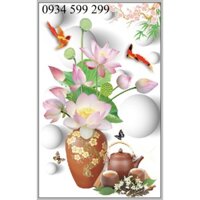 Gạch 3D tranh bình hoa phòng thờ -tranh gạch men dán tường HT