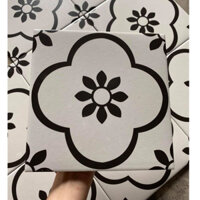 Gạch bông men 20x20 bông hoa đen xương đá Granit hàng nhập khẩu, ốp lát trang trí nội ngoại thất nhà cửa, hàng quán.