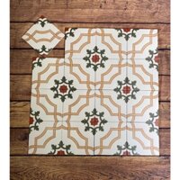 Gạch bông men 20x20 tone cam xương đá Granit hàng nhập khẩu, ốp lát trang trí nội ngoại thất, phòng bếp, độ bền cao