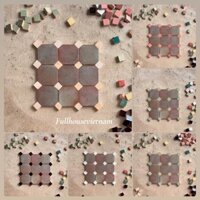 Gạch gốm đất nung bát giác mix nhân các màu,gạch gốm đất nung trang trí màu xám đất