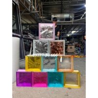 Gạch kính lấy sáng hình vuông màu sắc xanh đỏ tím vàng lục lam tràm tím 190x190x80mm AVSING