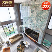 Gạch lát sàn đá cẩm thạch, gạch nền TV phòng khách biệt thự, gạch tường 900x1800, tấm gốm lớn màu xanh núi tuyết
