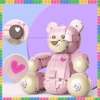Gạch LEGO-gấu hồng teddy màu đỏ trực tuyến-đồ chơi mô hình lắp ráp-đồ trang trí quà tặng lễ hội-bùng nổ