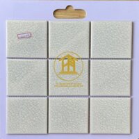 Gạch Mosaic 10x10cm gốm men rạn 2 lớp màu trắng MHG 1032