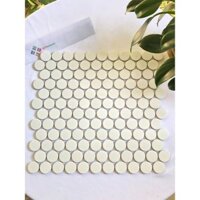 Gạch mosaic bi tròn màu trắng ốp trang trí phòng tắm, phòng bếp, khu tiểu cảnh, shop thời trang, dễ vệ sinh, giá rẻ