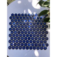 Gạch mosaic chấm bi màu xanh dương ốp quầy bar, nội ngoại thất, nhà hàng, khách sạn, dễ vệ sinh, độ bền cao, giá rẻ