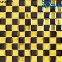 Gạch Mosaic Kim cương vát cạnh-thủy tinh tráng gương vàng đen 30×30 MSTT 025