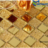 Gạch Mosaic Thủy tinh vàng tráng gương 25x25mm MSTT 001