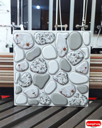 Gạch sàn nước 30×30 giả sỏi trắng hoa văn in 3D King Minh