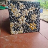 gạch sỏi nguyên tấm 40x40x3 hoạ tiết bông hoa đá