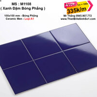 Gạch Thẻ Vuông Xanh Đậm Bóng Phẳng 10x10cm M1108