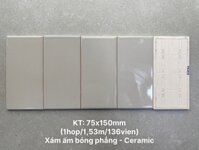 Gạch thẻ xám ấm bóng phẳng KT 75x150mm STA75153