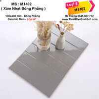 Gạch Thẻ Xám Nhạt Bóng Phẳng 10x40cm M1402