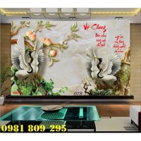 Gạch tranh 3d sứ ngọc - tranh chim hạc