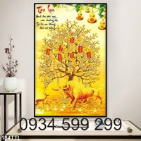 Gạch tranh 3D trang trí  ban thần tài - tranh ban thờ- tranh gạch men KKHT68