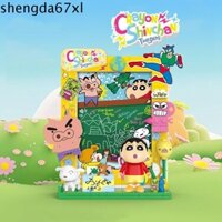 Gạch xếp hình SHENGDA Doremon, Tủ lạnh Anime Ngoại vi Crayon Shin-Chan Khối xây dựng, Tủ lạnh hoạt hình Kawaii Khung ảnh Doremon Đồ chơi trẻ em