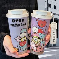 ✨Gai✨Bt21 Cốc Giữ Nhiệt Dễ Thương Thép Không Gỉ 316 Dung Tích Lớn Ống Hút Cốc Nước Ô Tô Cà Phê Nam Nữ✨Sự kiện có hạn✨