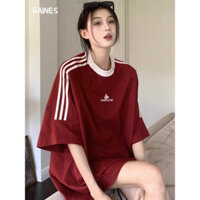 Gaines F32413 Nguồn Hàng có sẵn Ưu đãi đặc biệt (200g Chải chặt) Áo thun Cotton nguyên chất chất Tik Tok Ba thanh A29J29O 10Z250307