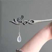 Galan Đền Nghe Mưa ~ Giả Gỗ Đàn Hương Kim Loại Kẹp Tóc Nhánh Lan Tóc Tua Rua Mũ Đội Đầu Thoáng Mát Phong Cách Retro Niche #FZ0324#