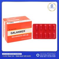 Galanmer 500mcg trị thiếu máu, thiếu vitamin B12 (10 vỉ x 10 viên)