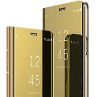Galaxy A6 Plus 2018 Kunpon Thông Minh Gương Cửa Sổ View Thức/Ngủ + Da PU Lật Chân Đế Giá Đỡ Chống Sốc Bảo Vệ vỏ dành Cho Samsung Galaxy A6 Plus 2018