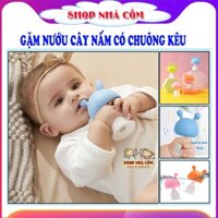 Gặm nướu cho bé, ngậm nướu hình cây nấm, silicon siêu mềm có chuông xúc sắc bé thích mê hơn