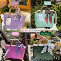 Gam pastel 💜💚 Túi xách nữ đan handmade nhiều màu thanh xuân tươi đẹp quai cói size M L