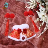 Gamchiano 3x Búp Bê Thời Trang Áo Choàng Năm Mới Và Kẹp Tóc Accs Cho Búp Bê 15-17cm Trang Phục