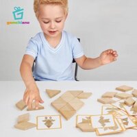 Gamchiano 54x Bộ Khối Họa Tiết Gỗ Học Tập Mầm Non Đồ Chơi Giáo Dục Phát Triển