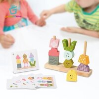 Gamchiano Hạt Gỗ Đồ Chơi Xếp Chồng Khối Đồ Chơi Giáo Dục Sớm Khả Năng Nhận Thức Hạt