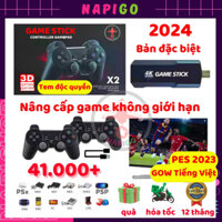 Game Stick 3D X2 PRO chơi PSP, PSx 41000 game HDMI điện tử 4 nút máy chơi game cầm tay không dây 2025