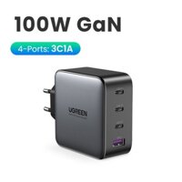 GaN UGREEN Cốc sạc nhanh GaN 100W USB-C USB-A thích hợp cho iPhone 11 12 13 14ProMax Xiaomi 13 iPad Gen 9 Samsung S23 hàng chính hãng - 100W chân tròn