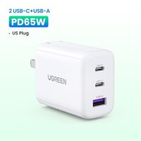 GaN UGREEN Cốc sạc nhanh GaN 100W USB-C USB-A thích hợp cho iPhone 11 12 13 14ProMax Xiaomi 13 iPad Gen 9 Samsung S23 hàng chính hãng - 65W 2C1A Trắng