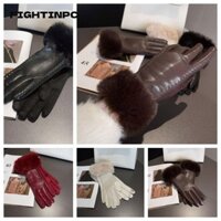 Găng tay ấm áp mùa đông FIGHTINPC, Da PU cho Găng tay nữ thời tiết lạnh, Lớp lót nhiệt có viền lông giả Găng tay dự tiệc quà tặng