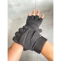 Găng tay Blackhaw cụt ngón đen full - Găng tay chống nắng, đi xe bảo vệ tay