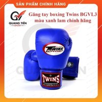 Găng tay boxing Twins air flow BGVL3 cao cấp chính hãng da bò màu xanh lam