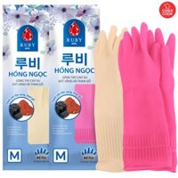 Găng tay cao su bao tay rửa chén Hồng Ngọc - Size M