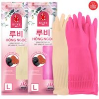 Găng tay cao su bao tay rửa chén Hồng Ngọc - Size L