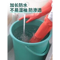 Găng tay cao su cực dài với lớp lót lông cừu, latex dày, chống nước và bền cho công việc gia đình, rửa bát, giặt giũ, nhà bếp, mùa đông