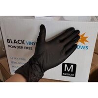 Găng tay cao su y tế không bột , hộp 100c sizeS - Đen - Size M
