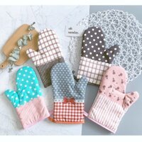 Găng Tay Chịu Nhiệt In Hình Cotton Linen Dễ Thương Chịu Nhiệt Độ Cao Dùng Trong Lò Vi Sóng Cách Nhiệt Không Trượt Dày Dài Có Kẹp
