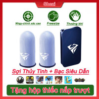 Găng tay chơi game cho ff siêu nhạy Sợi Thủy Tinh Nano Bạc Bao tay Mobile cảm ứng chống mồ hôi chống trượt - Bộ 2 ngón Tặng Box nắp trượt